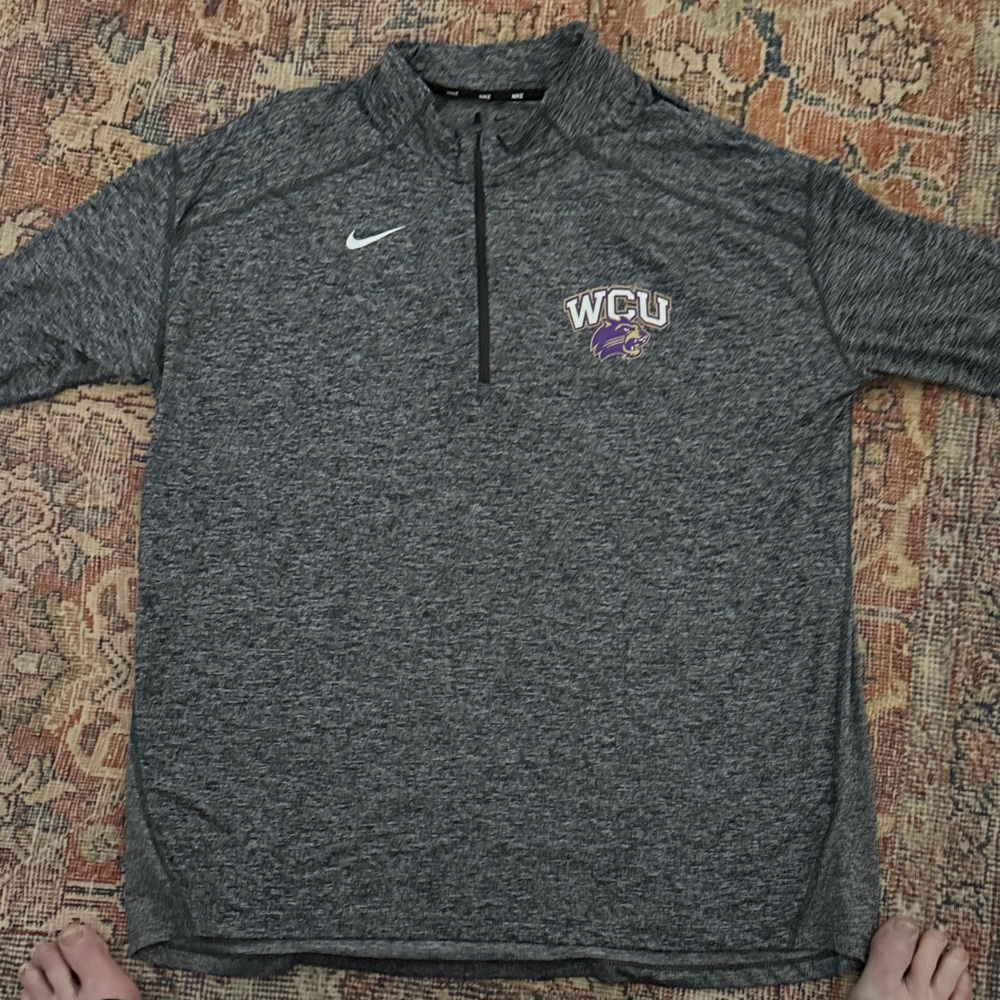 Nike Heather Gray Quarter-Zip Top WCU Football Official Sideline Gear.